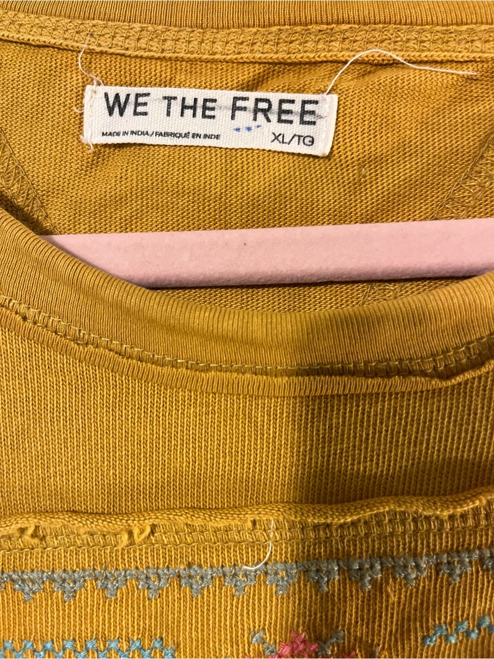 We The Free Mustard Yellow Floral Embroidered Boxy Tee - Picture 5 of 8